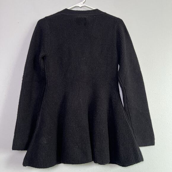 Maeve Womens Wool Blend V Neck Hourglass Cardigan Black Sz S Ribbed Knit - Picture 11 of 13